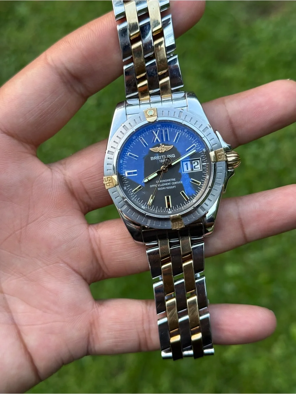 Breitling Windrider Cockpit 18k Gold automatic Men's Watch two tone daydate